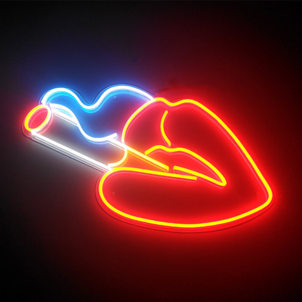 Neon Sign Red Lip | Outdoor Light up Lip LED Neon Sign Red Lips Smoking Custom Neon Sign