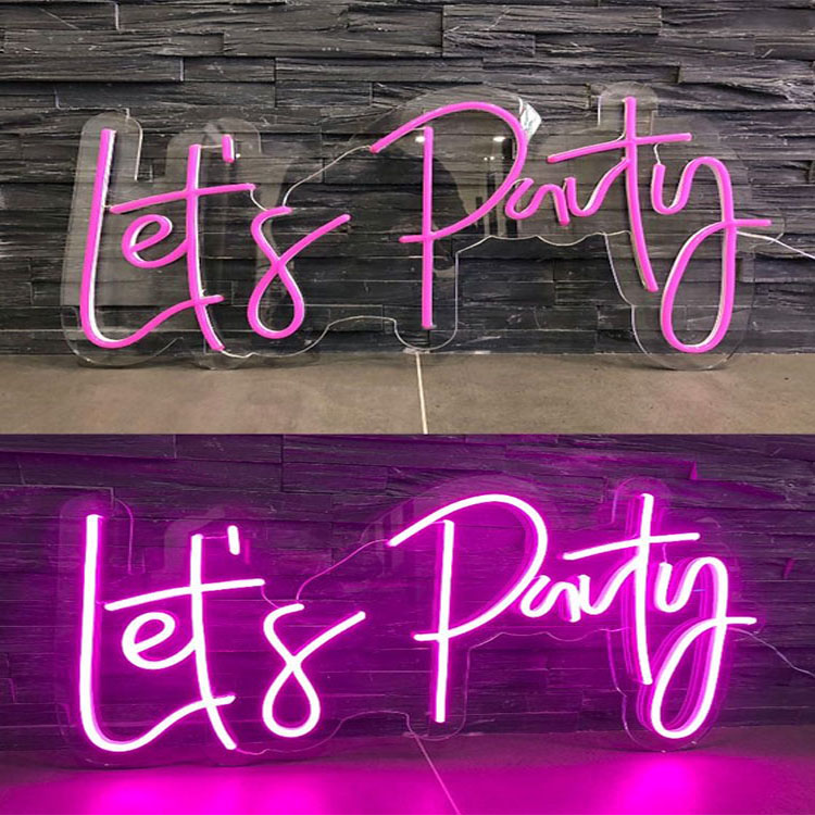 let | Lets Party Custom Led Neon Sign Waterproof Luminous Acrylic Led Colorful Letters Advertising's party neon sign