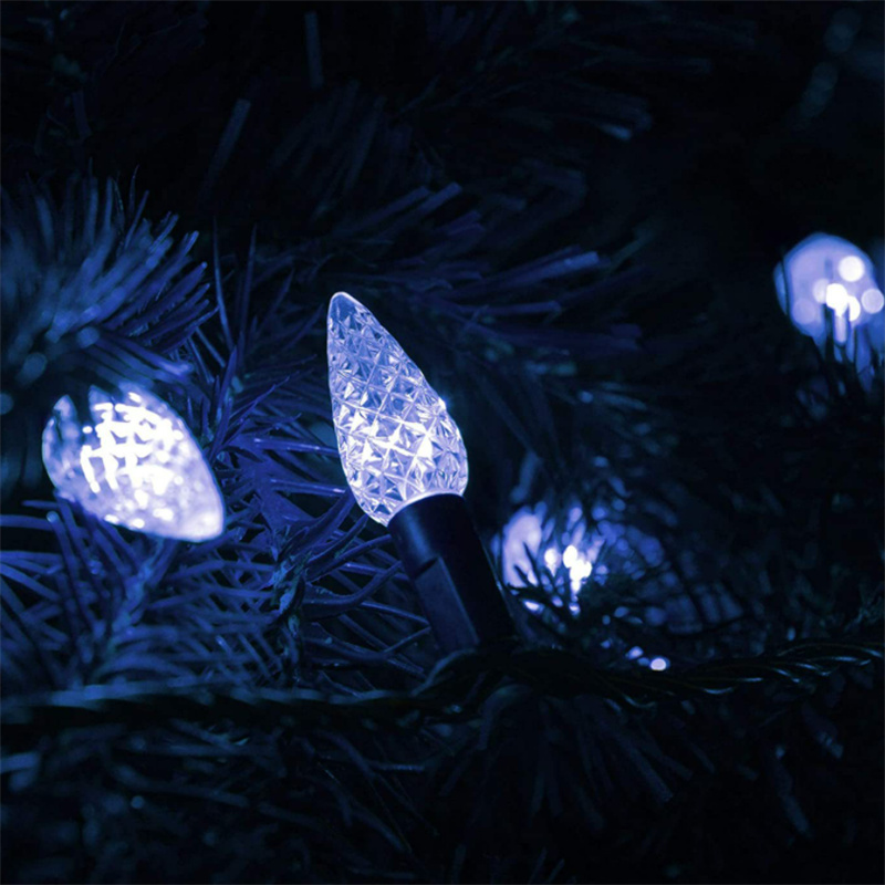 c9 christmas lights led | 8 Function Waterproof C9 LED Christmas Light Bulb Battery Operated UL Approved 17ft 50L c9 Bulbs