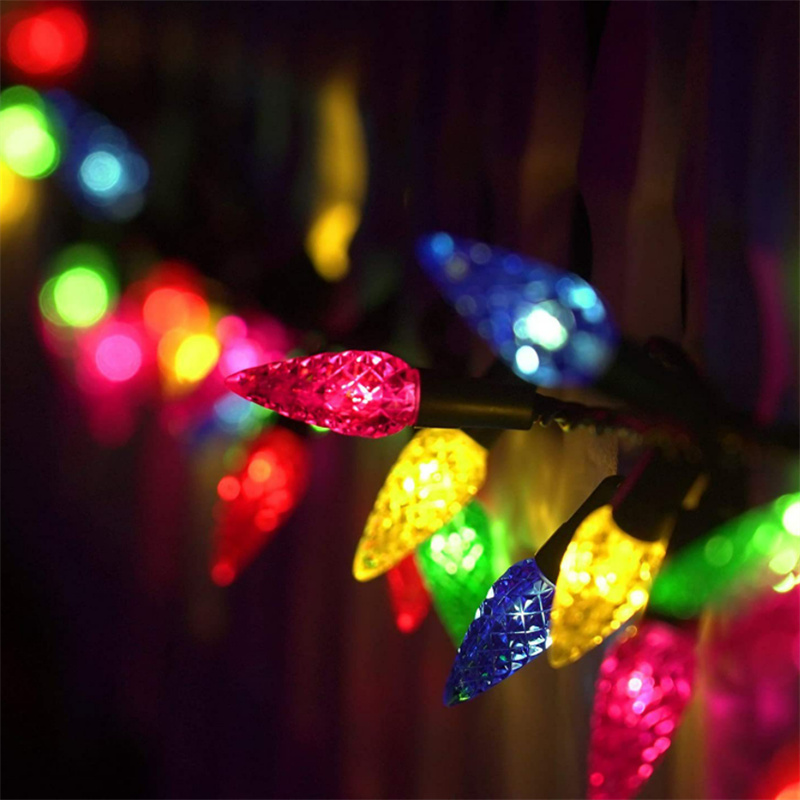 c9 led bulb christmas | 8 Function Waterproof C9 LED Christmas Light Bulb Battery Operated UL Approved 17ft 50L c9 Bulbs
