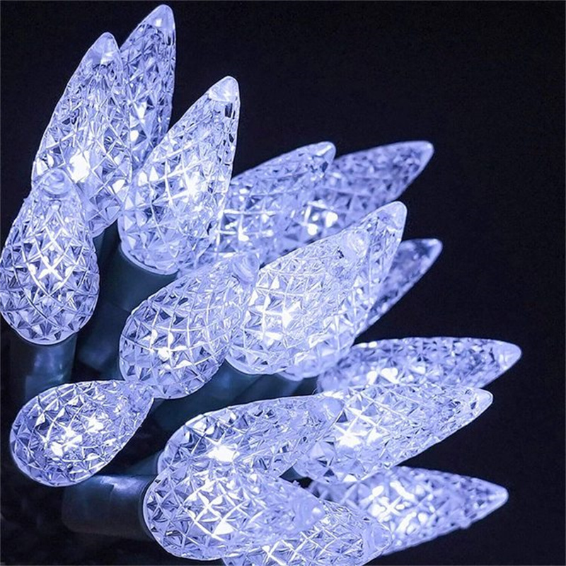 c9 lights | 8 Function Waterproof C9 LED Christmas Light Bulb Battery Operated UL Approved 17ft 50L c9 Bulbs