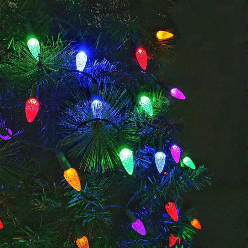 c9 rgb lights | 8 Function Waterproof C9 LED Christmas Light Bulb Battery Operated UL Approved 17ft 50L c9 Bulbs