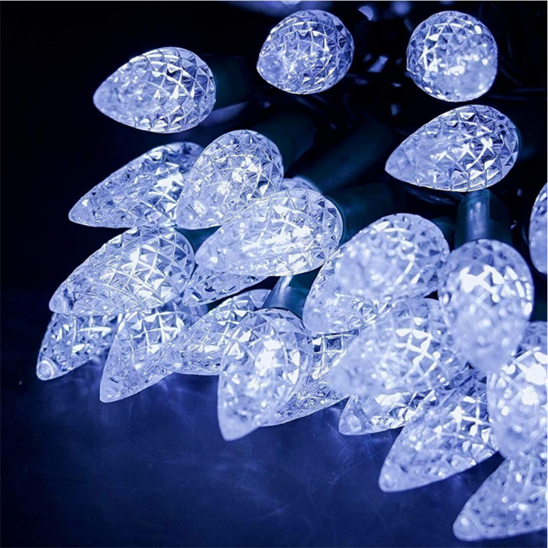 christmas lights c9 | 8 Function Waterproof C9 LED Christmas Light Bulb Battery Operated UL Approved 17ft 50L c9 Bulbs
