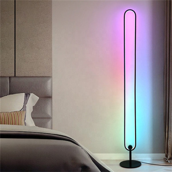 oval ring light | Bluetooth APP Minimalist RGB Oval Wall Light Remote Control Elliptical Ring Standing Floor Lamp for Living Room