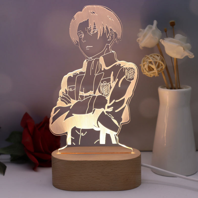 3d acrylic night light | Kid Gifts Custom DIY Blank 3D Acrylic Night Light Wooden Base LED Lamp