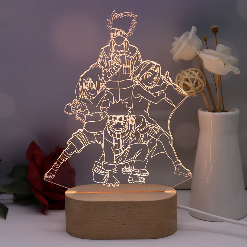 acrylic lamp base wood | Kid Gifts Custom DIY Blank 3D Acrylic Night Light Wooden Base LED Lamp