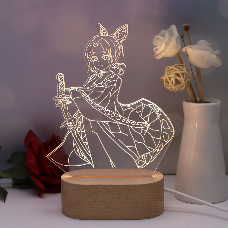 acrylic wood base light | Kid Gifts Custom DIY Blank 3D Acrylic Night Light Wooden Base LED Lamp