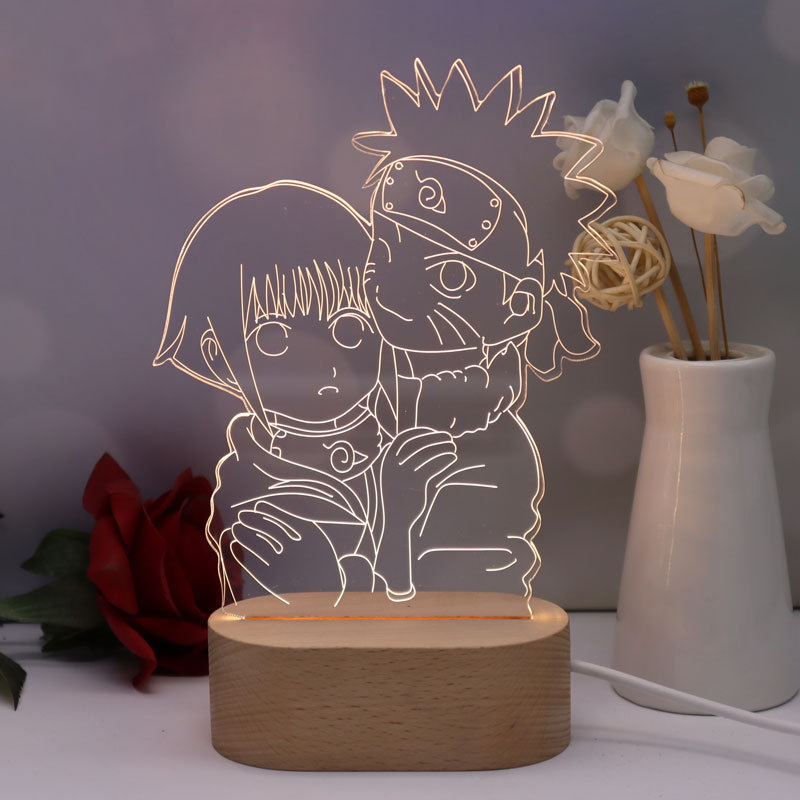 acrylic wooden light | Kid Gifts Custom DIY Blank 3D Acrylic Night Light Wooden Base LED Lamp
