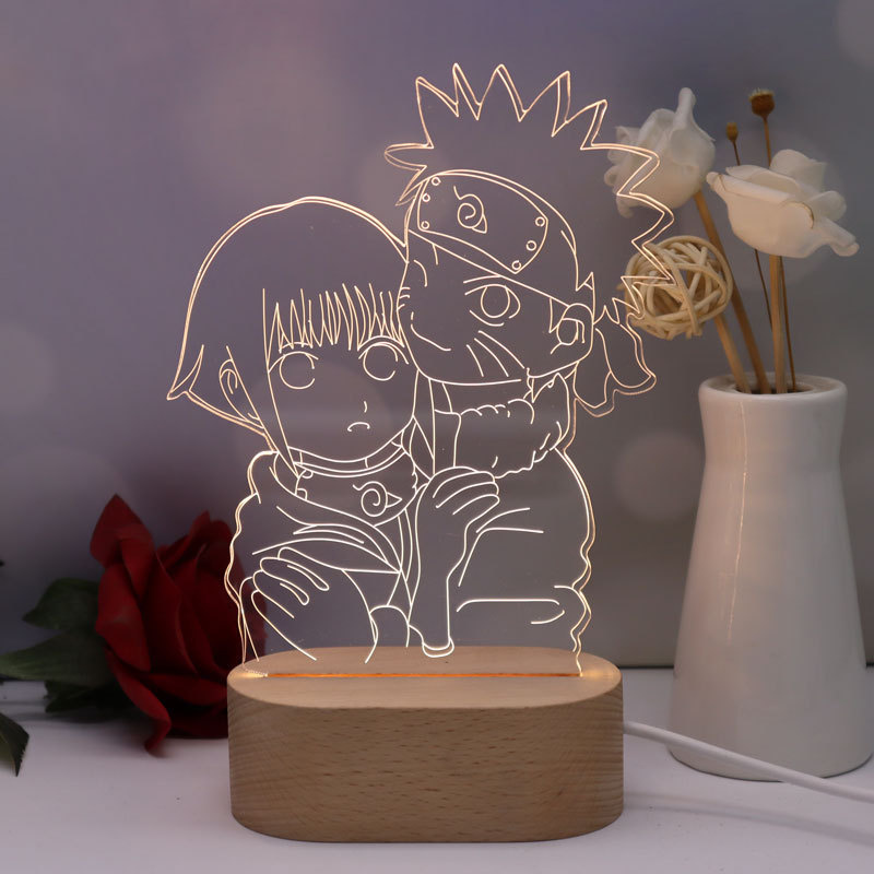 akryyli puinen valo | Kid Gifts Custom DIY Tyhjä 3D Akryyli Night Light Puinen pohja LED-lamppu