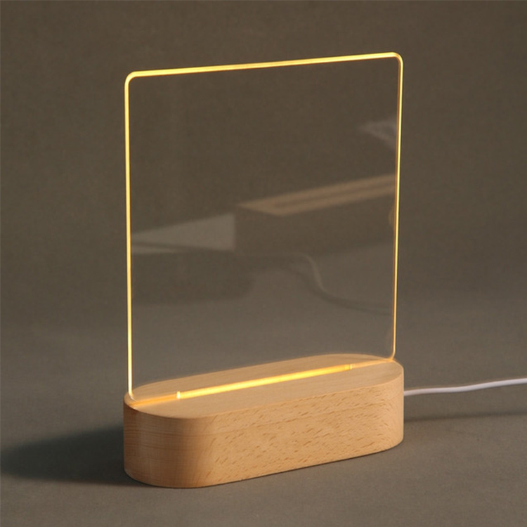 led light for acrylic | Kid Gifts Custom DIY Blank 3D Acrylic Night Light Wooden Base LED Lamp