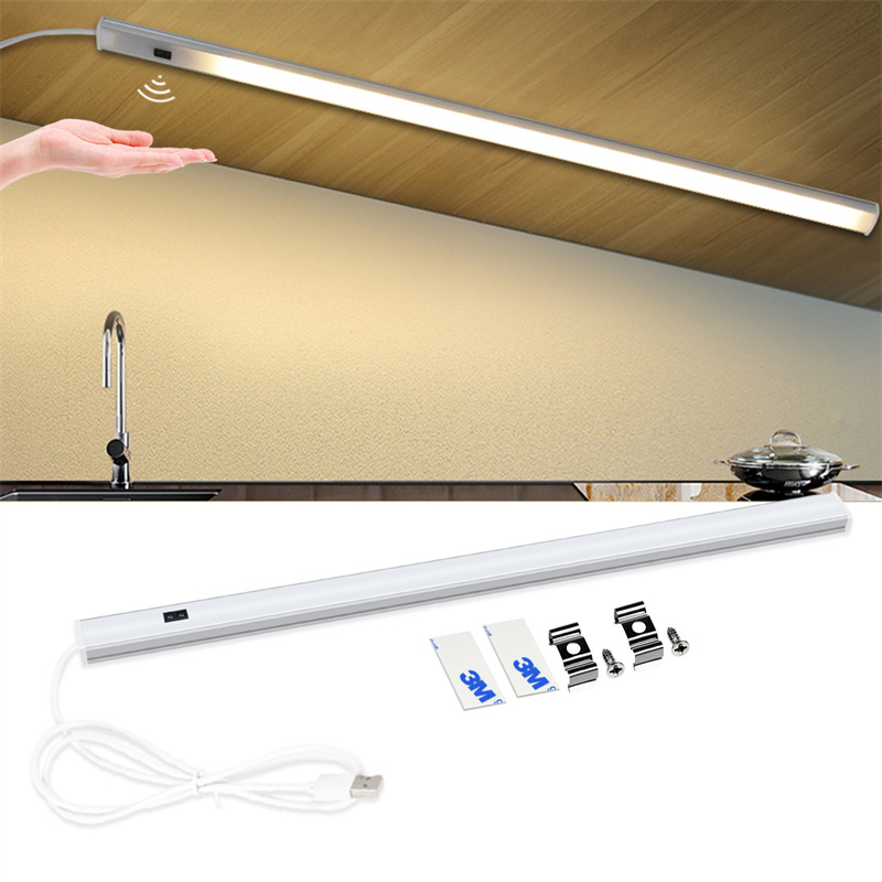 kitchen cabinet lamp | Hand Scan Sensor Night Light LED Cabinet Lamp 3 Colors Adjustable Under Cabinet Lighting
