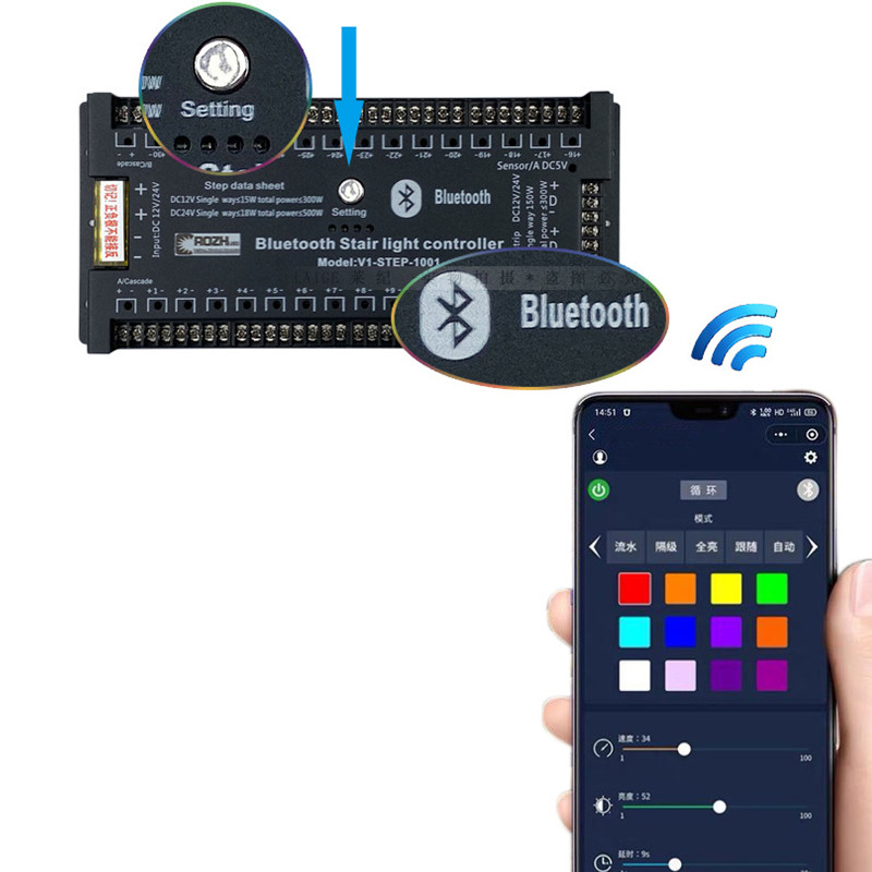 Bluetooth Stari Light Controller | Automatic Bluetooth Stair LED Light Controller Human Body Sensor Smart Stair Light Controller