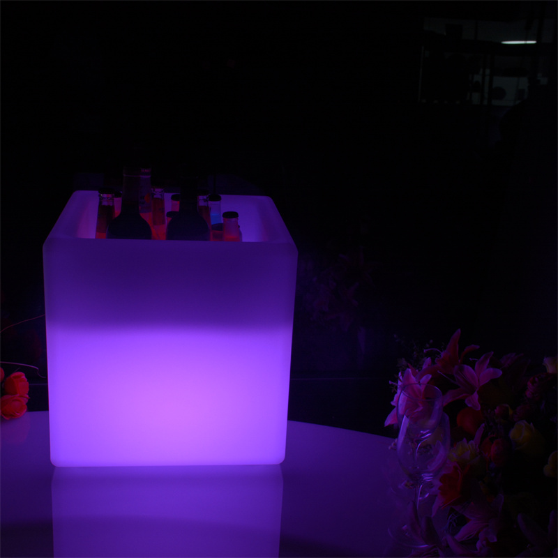 ice bucket led | Wholesale RGB Luminous ice Bucket Champagne Wine Square LED Lighted ice Bucket Rechargeable