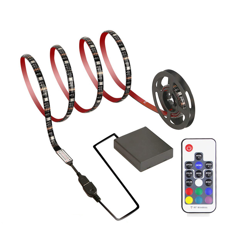 led strip kontakt usb | Batteriboksdrevet, separert USB LED-strip med 24-tasters fjernkontroll