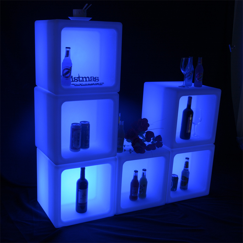 luminous ice bucket | Wholesale RGB Luminous ice Bucket Champagne Wine Square LED Lighted ice Bucket Rechargeable