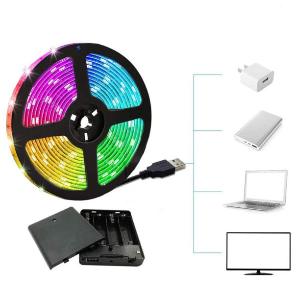 usb lysstang led 5v arbeidslister | Batteriboksdrevet, separert USB LED-strip med 24-tasters fjernkontroll