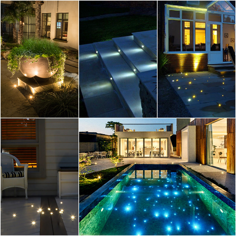 Mini encastrés de sol à LED | Starlight Effects Mini Spots encastrés au sol LED Step Deck Lights Lumière enterrée extérieure enterrée