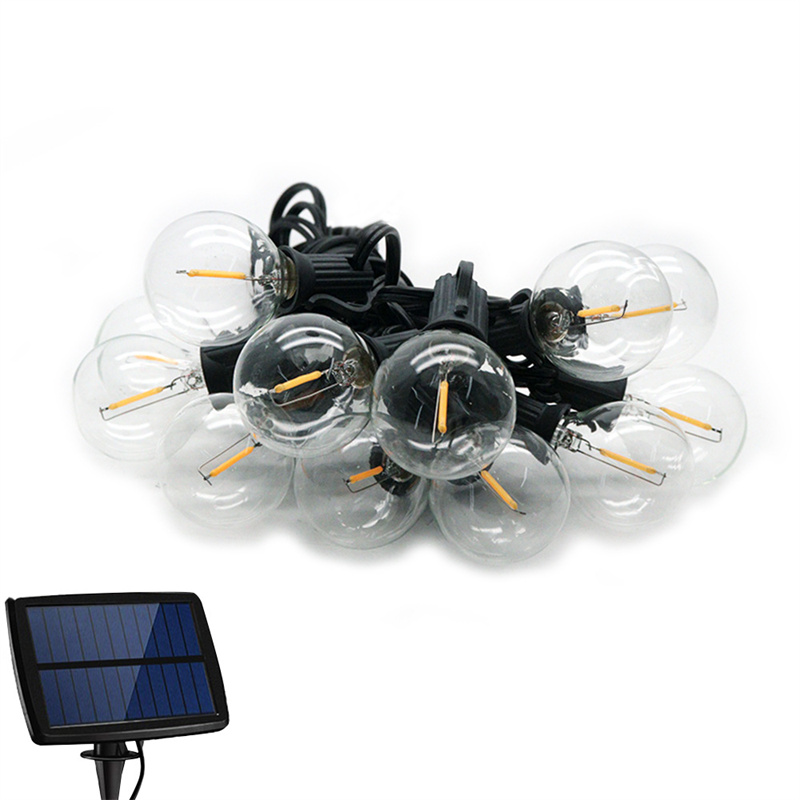 Solar G40 LED String lampe | 10 meter 20leds G40 solar led string lys til jul bryllupsfest Edison pære engros