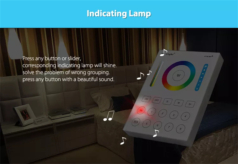 Indicating Lamp | Smart Home Lighting System 8 Zone RGBCCT LED Strip Color Wall Mounted Touch Panel Wifi RGBWW Controller