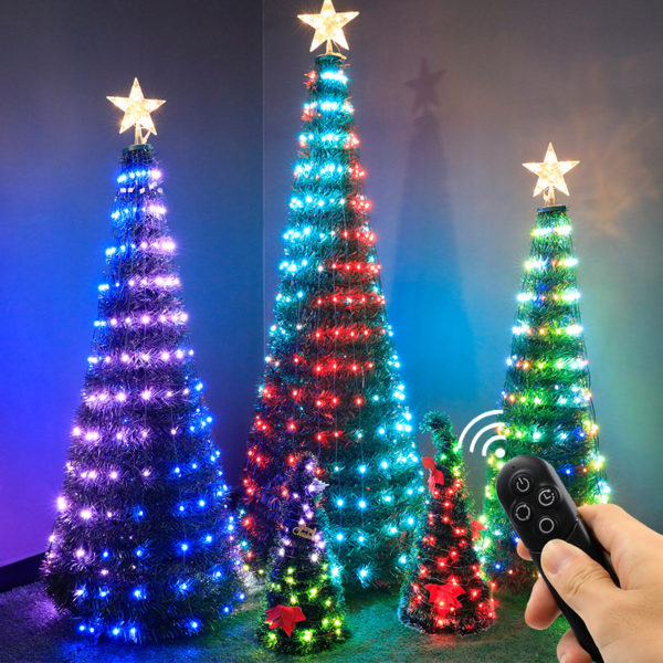 Sapin de Noël publicitaire | Lumière LED arbre de Noël Bluetooth Wifi APP contrôle RGB lumière de Noël adressable LED fée guirlandes lumineuses