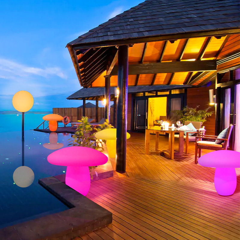 mushroom outdoor led light | Cordless Portable LED Mushroom Table Lamp Battery Rechargeable Restaurant Table Light