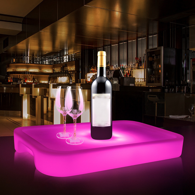 bandeja de servicio de barra de luces led | Recargable LED Light Up Bar Bandeja de servicio para cerveza Vino Frutas