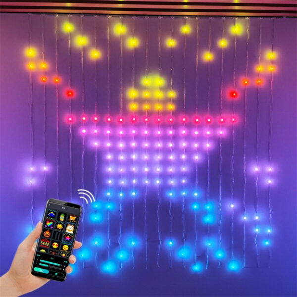 Curtain Waterfall Lights Programmable | App Controlled Addressable RGB LED Pixel Curtain Lights String Waterfall Lights Programmable