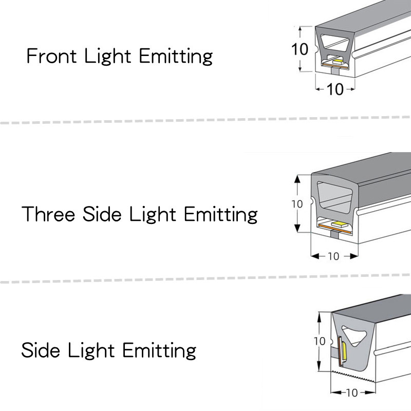 Neonové LED páskové světlo | 10x10mm neonový LED pásek 3000K LED silikonová trubice Neon Flex 1010 Osvětlení krajiny