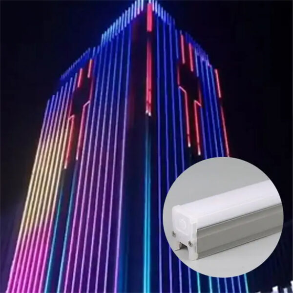 striscia lineare per facciate esterne | DMX RGB LED Tube Line Light Display pubblicitario Facciata di edifici per esterni Luce lineare a LED