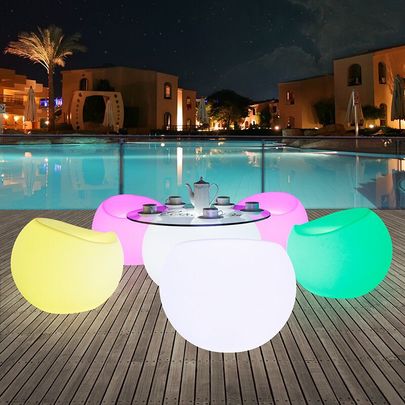 Juego de sofás LED | Impermeable al aire libre plástico luz led muebles sofá iluminado LED sofá sillas