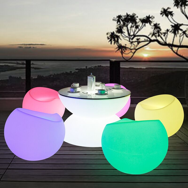 | Lys opp hjemme LED-møbelsofasett Fargeskiftende Fjernkontroll hage luksussofa