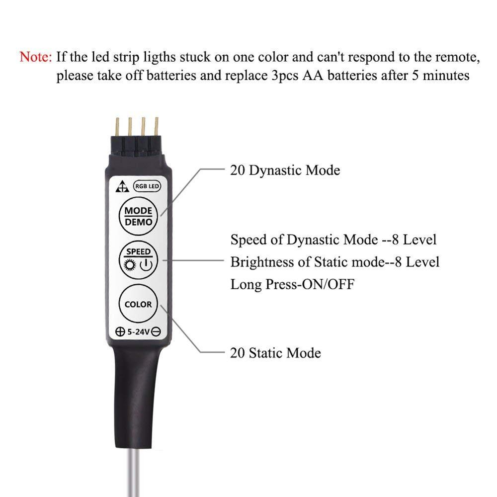 Tira led alimentada por batería 3v | Tira de luces LED RGB, cinta de iluminación Flexible, Control manual alimentado por batería, 3 teclas, tira de luces de batería que cambia de Color