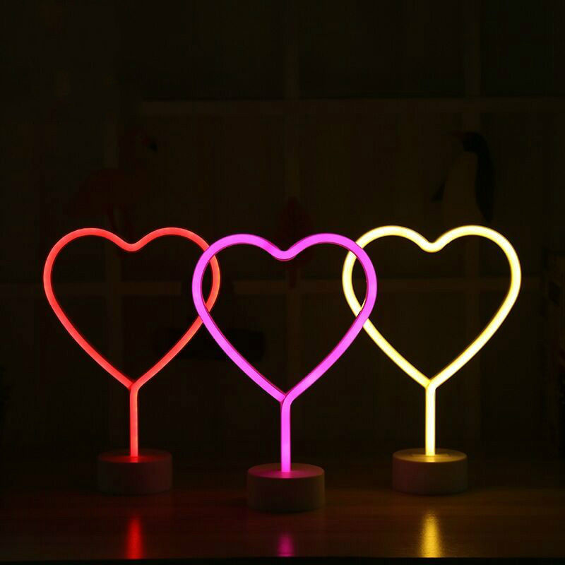 led hartlamp | Led Neon Lights Hartvorm Sign Art Indoor Decoratieve Gloeiende Bureaulamp Nachtlampje