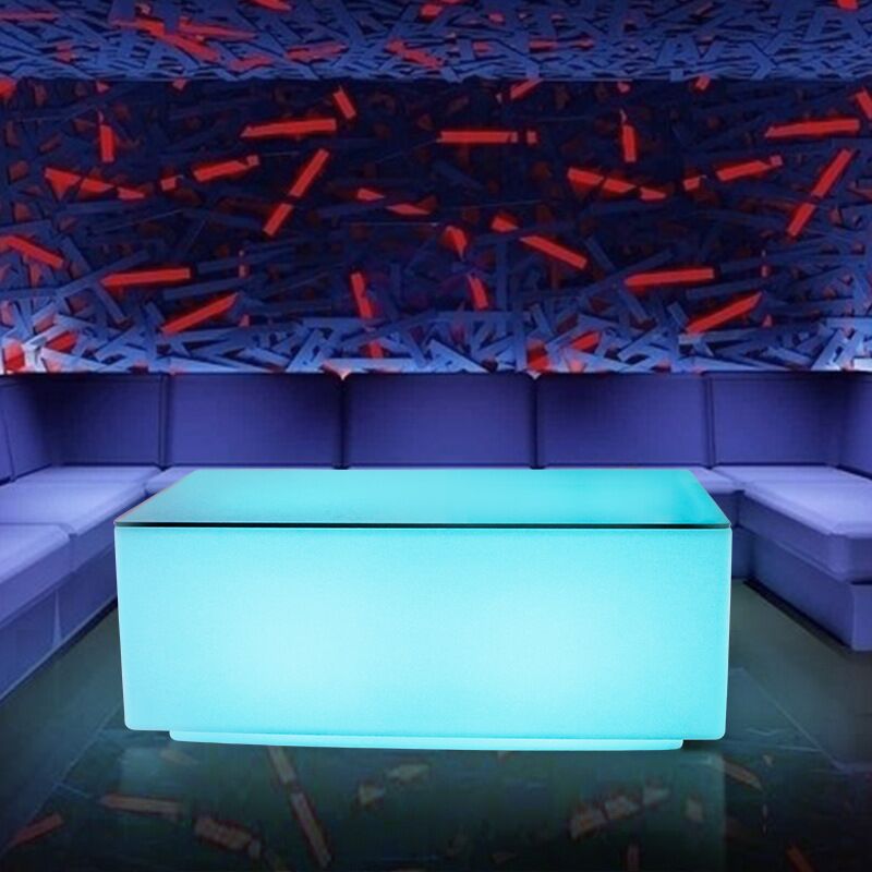 mesa de bar led | Mesa de billar iluminada con LED para exteriores de estilo inglés con cubo de hielo que brilla en los muebles oscuros