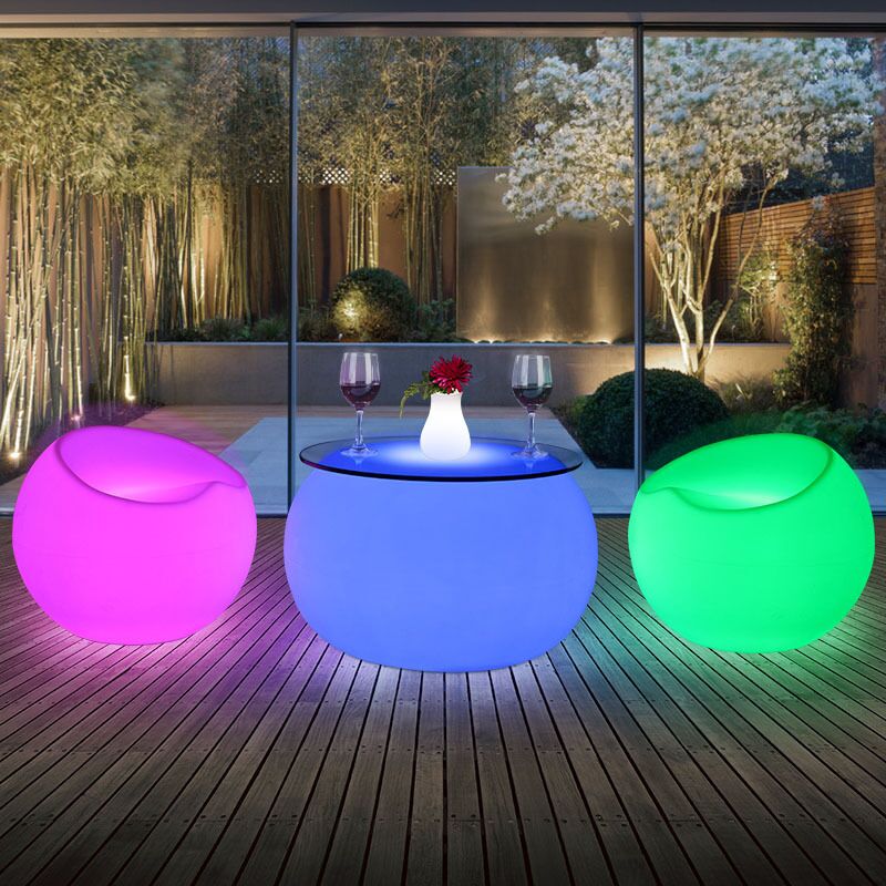 led verlichte tafel en stoel | D68H41cm RGB led-lichtbalktafel gloeiend buiten Oplaadbaar led-verlichtingsmeubilair met UKUSEUAU-adapter