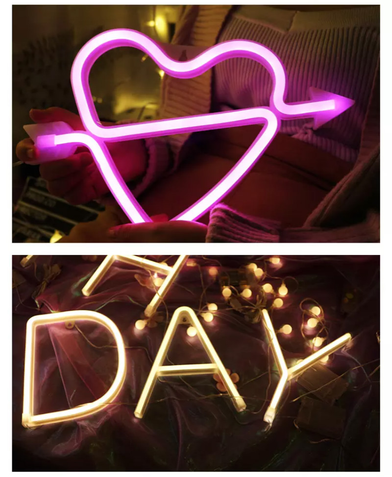 Neonskylt Bild | USB Laddning Batteridriven Bröllopsdekoration Anpassad LED Neon Letter Lights Sign Marry Me