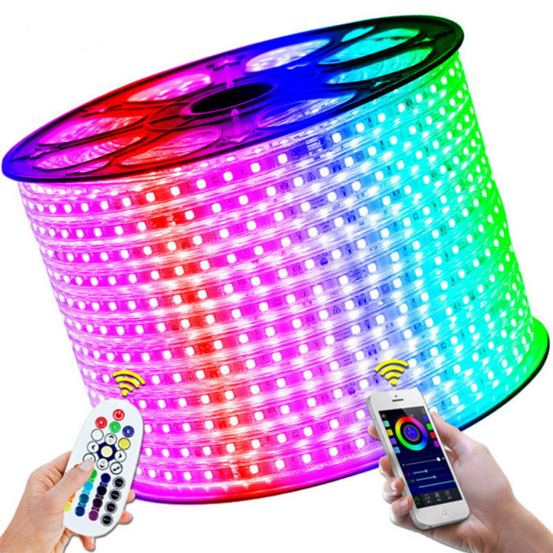 högspänningsledstrip | Hög ljusstyrka Vattentät RGB SMD 5050 3528 Flexibel LED-ljusremsa 220V 110V