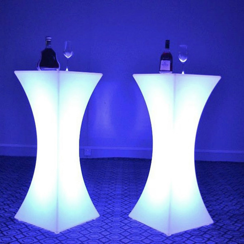 mesa de coctel bar | Juego de mesa y silla de bar RGB para exhibición de mesa de cóctel iluminada recargable