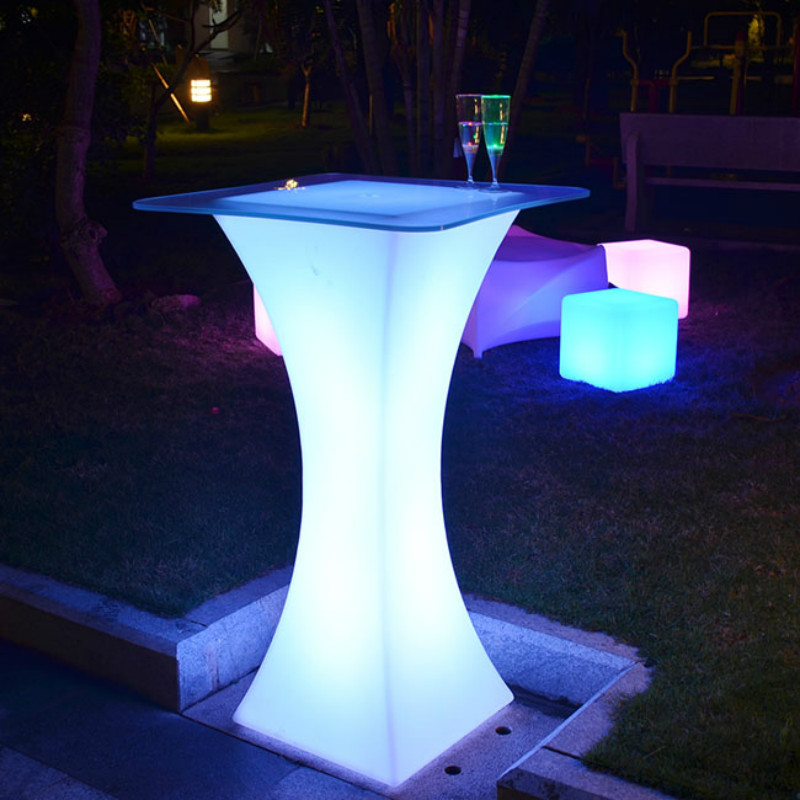 mesa de coctelería | Juego de mesa y silla de bar RGB para exhibición de mesa de cóctel iluminada recargable