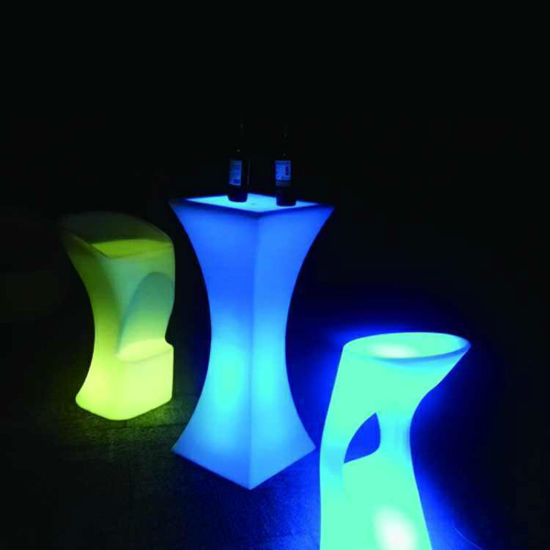 lampe de table cocktail led | Ensemble de table et de chaise de bar RVB d'exposition de table de cocktail illuminée rechargeable