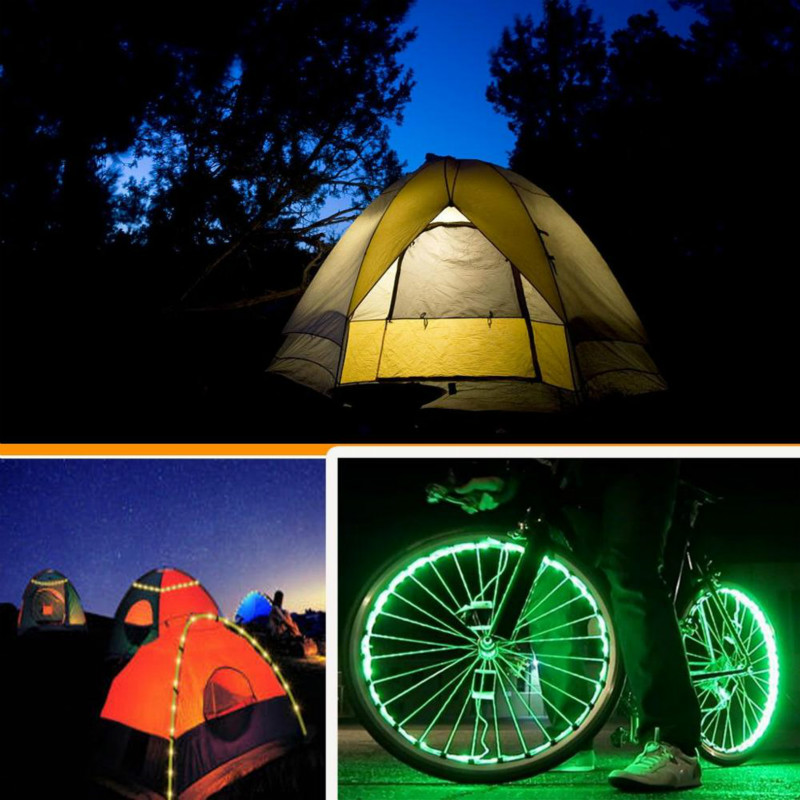 Camping led pásek | Vodotěsný vícebarevný LED pásek 5V napájený baterií RGB LED pásek LED pásek táborových světel s dálkovým ovladačem s 24 klíči