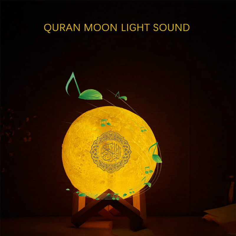 светодиодная лампа для корана | Управление приложением Equantu, священный исламский подарок, сенсорный светодиодный Коран, лунная лампа, динамик, красочный ночник, Коран, динамик